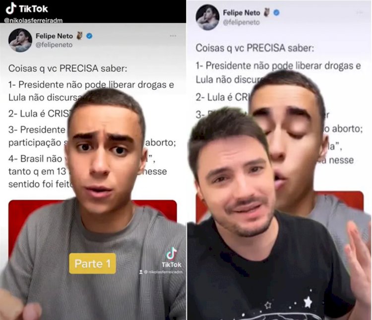 Nikolas Ferreira e Felipe Neto trocam ofensas por rede social em discussão sobre Lula